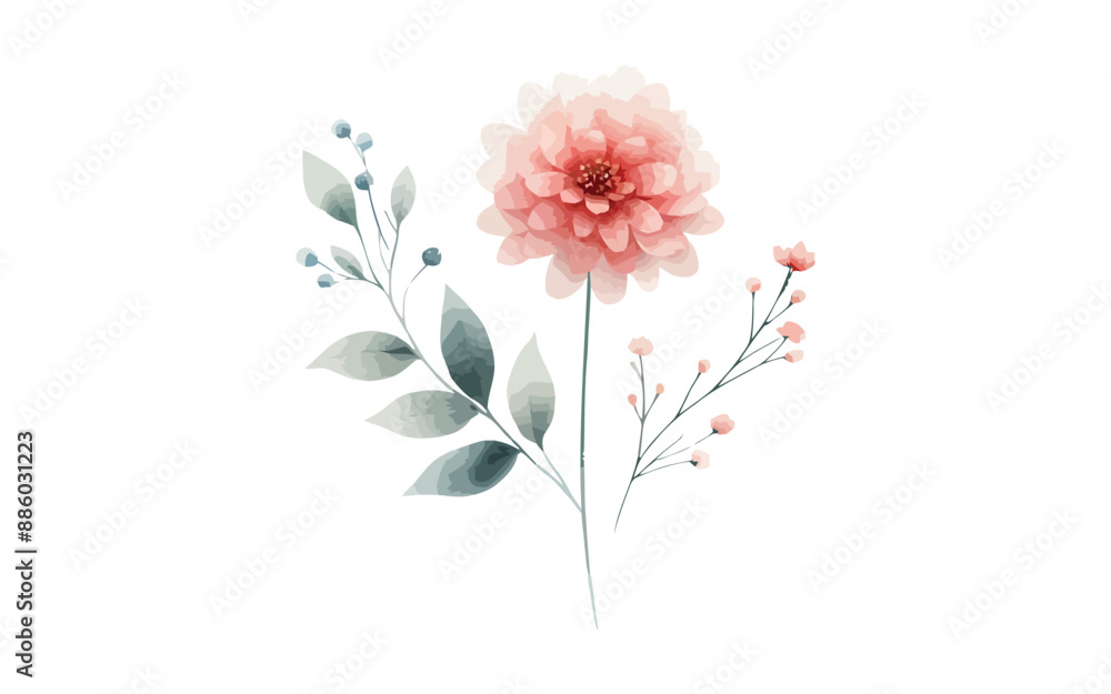 Fototapeta premium watercolor flower with isolated background