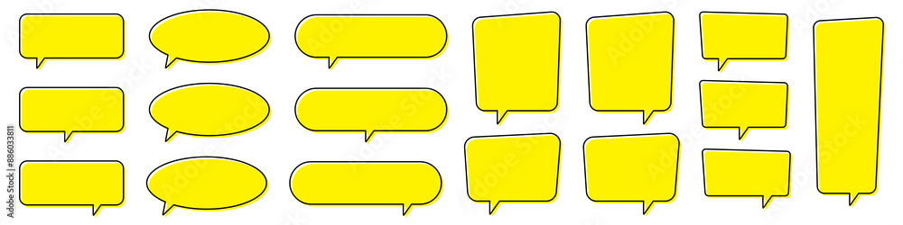 Chat bubble in yellow, quote background, Speech bubble, message box set.