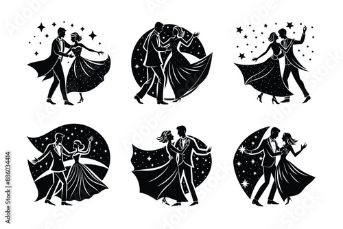 Couple dancing silhouette 
