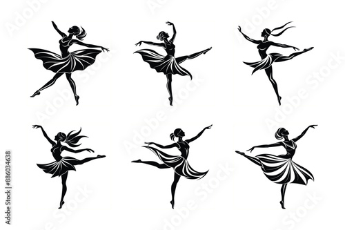 ballet dancer girl  black and white ballerina  silhouette