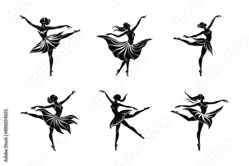 ballet dancer girl  black and white ballerina  silhouette