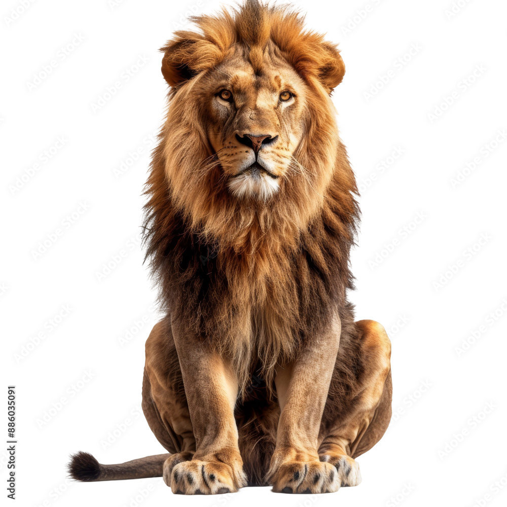 Sitting Lion Isolated on Transparent or White Background, PNG Sitting Lion Isolated on Transparent or White Background, PNG