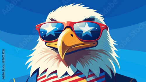 Águila calva con gafas patrióticas: 4 de julio.
Águila americana con gafas de rayas estrelladas.
Fiesta del 4 de julio: águila con gafas patrióticas.Águila Patriótica con gafas de rayas estrelladas: f