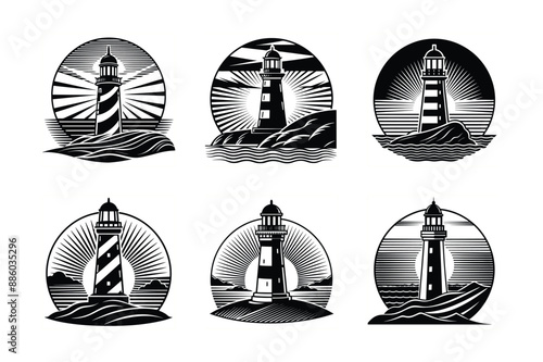 Lighthouse logo formed with simple and modern shape