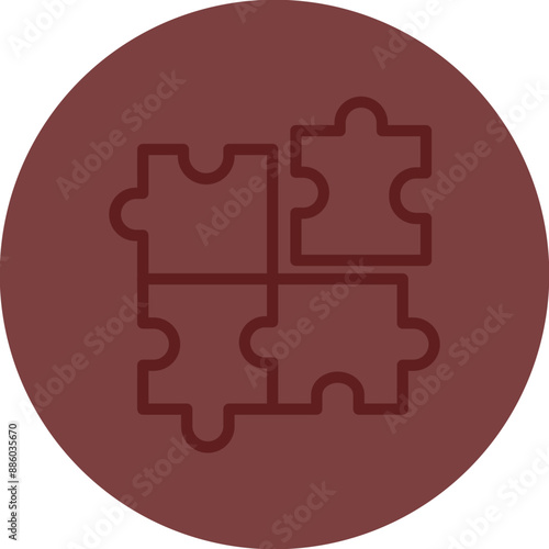 Jigsaw Vector Line Maroon Circle Maroon