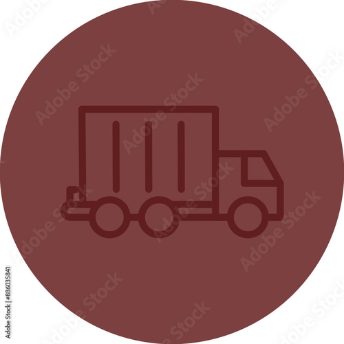 Dump Truck Vector Line Maroon Circle Maroon