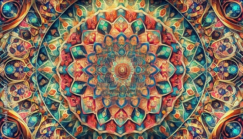 Wallpaper Mural Abstract Colorful Mandala Design with Geometric Patterns. Torontodigital.ca