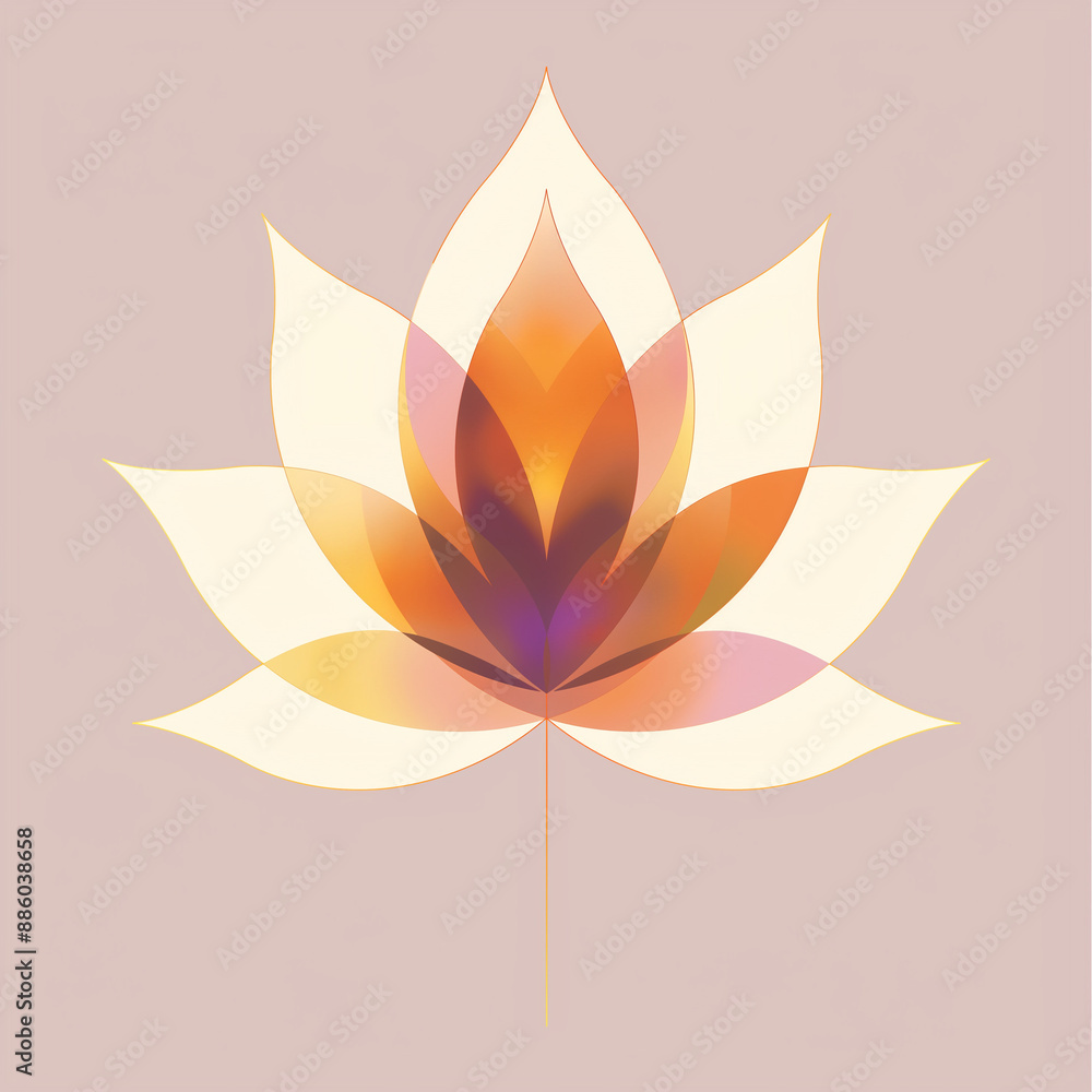 Φωτογραφία Logo Abstract Illustration of a Orange and Purple and Cream Colored Lotus Flower