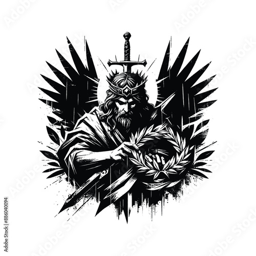 Crown of Victory Illustrate Jesus placing a laurel wreath on a faithful warrior