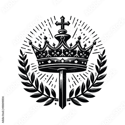 Crown of Victory Illustrate Jesus placing a laurel wreath on a faithful warrior