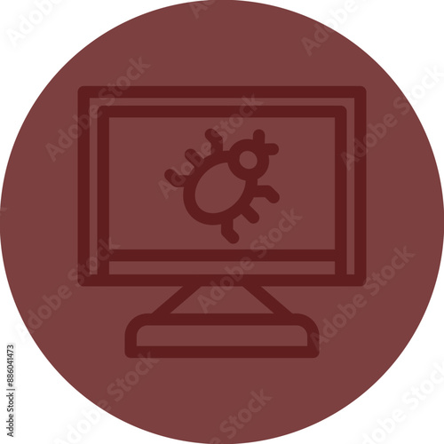 Malware Vector Line Maroon Circle Maroon