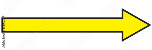 Yellow arrow with black outline pointing to the right.  isolated on the White background. Vector. EPS 10/AI