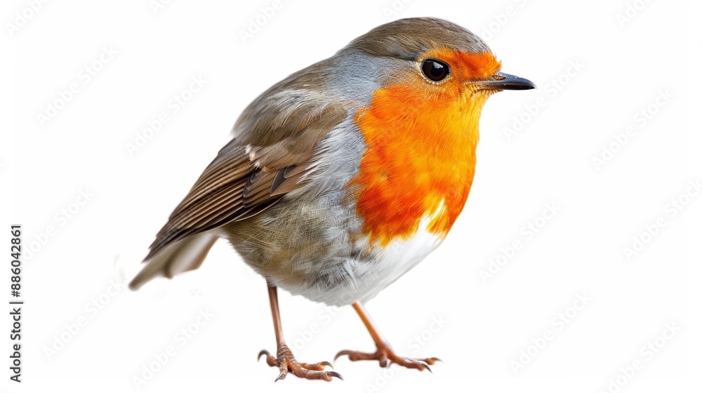 Fototapeta premium Robin Erithacus rubecula isolated on white background