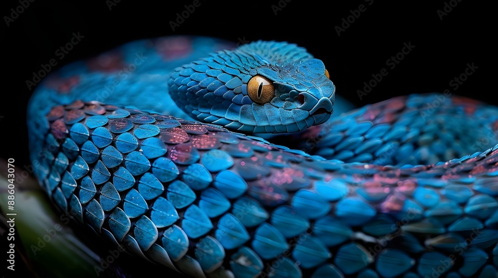 Fototapeta premium Blue pit viper from Indonesia