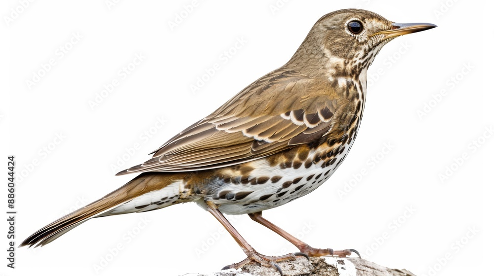 Song thrush isolated on a white background. Song thrush isolated on a white background.