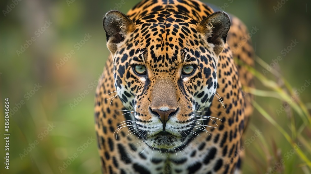 Fototapeta premium Close-Up Portrait of Wild Jaguar in Africa