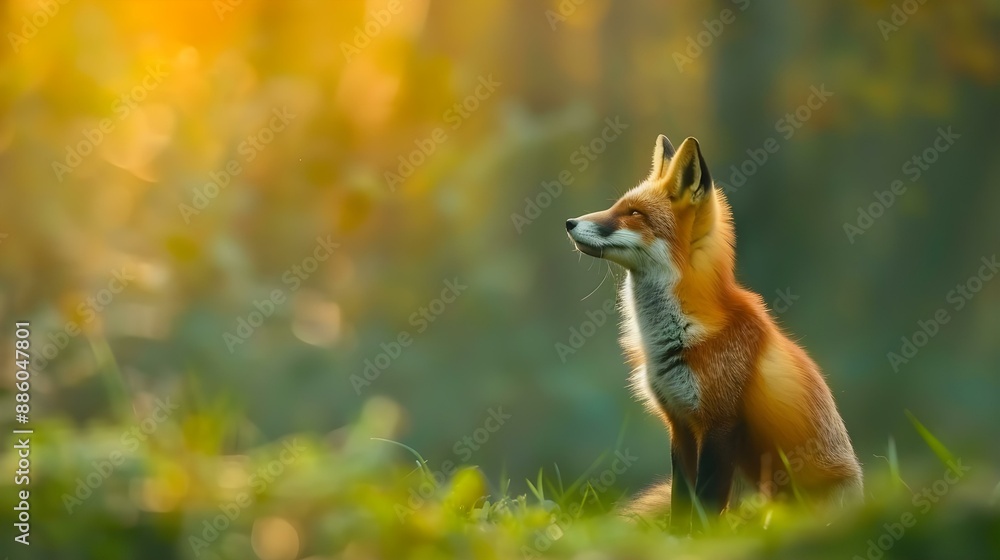 Naklejka premium Red Fox hunting wildlife scene