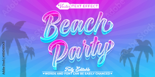 Colorful Beach Party Vector Editable Text Effect Template