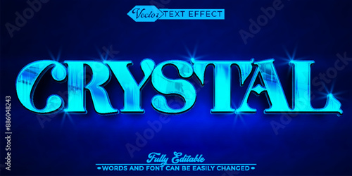 Blue Shiny Crystal Vector Editable Text Effect Template