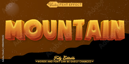 Cartoon Brown Mountain Vector Editable Text Effect Template