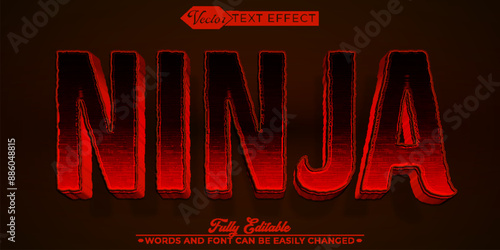 Red Ninja Vector Editable Text Effect Template