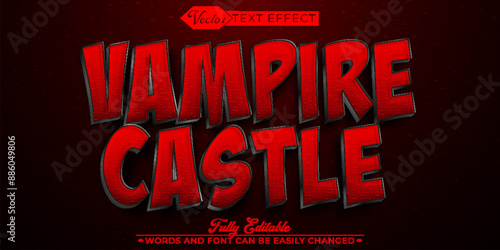 Vampire Castle Red Vector Editable Text Effect Template
