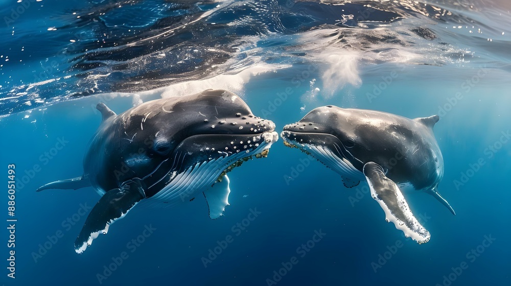 Obraz premium Whale Kiss - Mother & Calf in Tonga