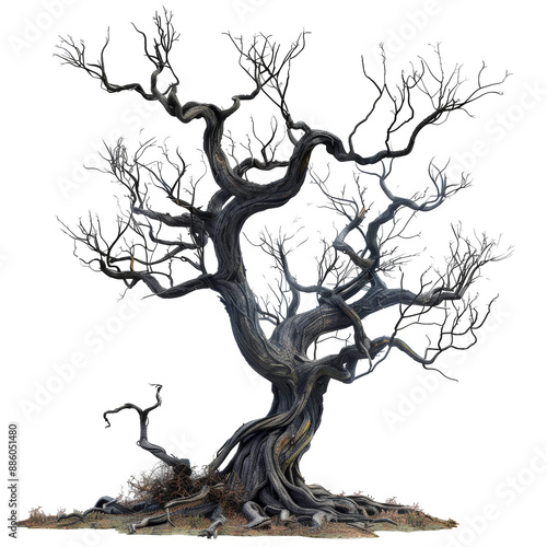 Dead Tree for Halloween Isolated on Transparent or White Background, PNG