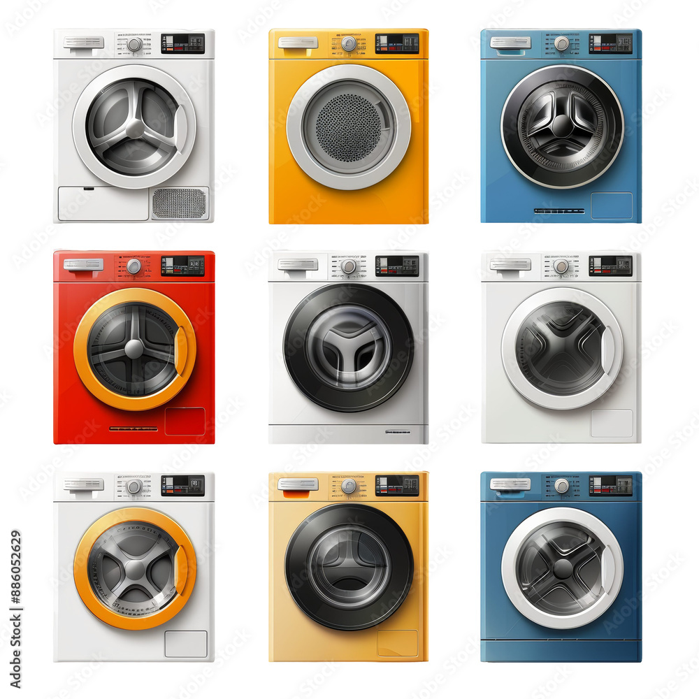 Floor Washing Machine Icons Set Isolated on Transparent or White Background, PNG Floor Washing Machine Icons Set Isolated on Transparent or White Background, PNG