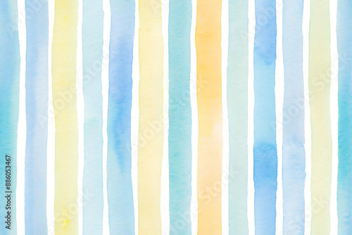 Watercolor stripe seamless pattern. Watercolour hand drawn striped texture on white background.