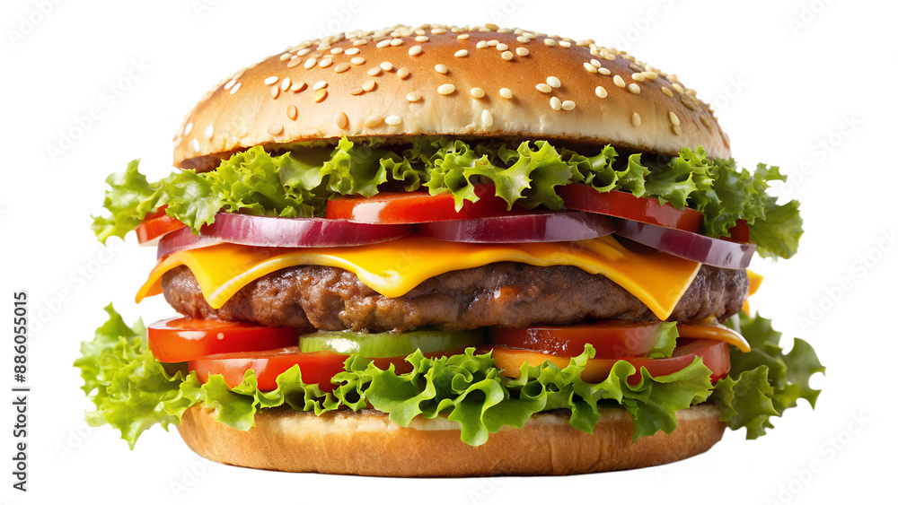 Delicious Burger. Generative Ai. PNG. Delicious Burger. Generative Ai. PNG.