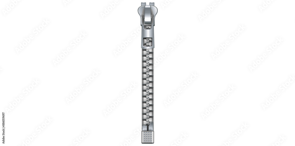 Realistic Silver Zipper Isolated On White Background, Zip With Steel Puller Vector Illustration.
Realistic Silver Zipper Isolated On White Background, Zip With Steel Puller Vector Illustration.
