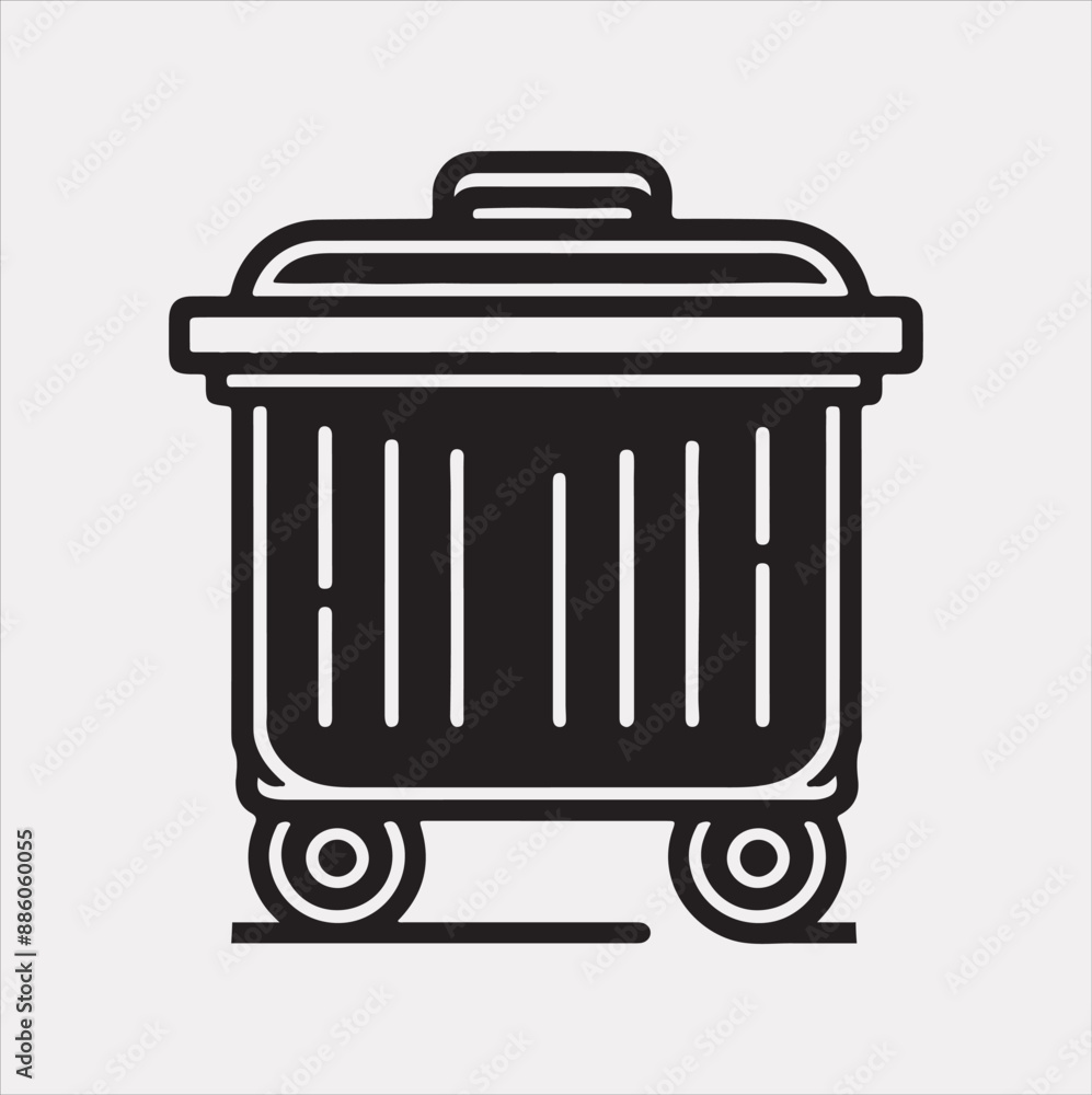 dumpster Icon of bin for trash silhouette vector on white background dumpster Icon of bin for trash silhouette vector on white background