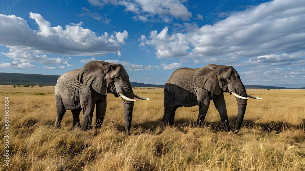 Fototapeta premium African elephant bulls in field, Eastern Cape, South Africa