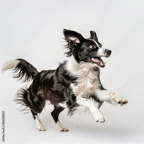 Wallpaper Mural Border collie running and jumping in midair with a happy expression Torontodigital.ca