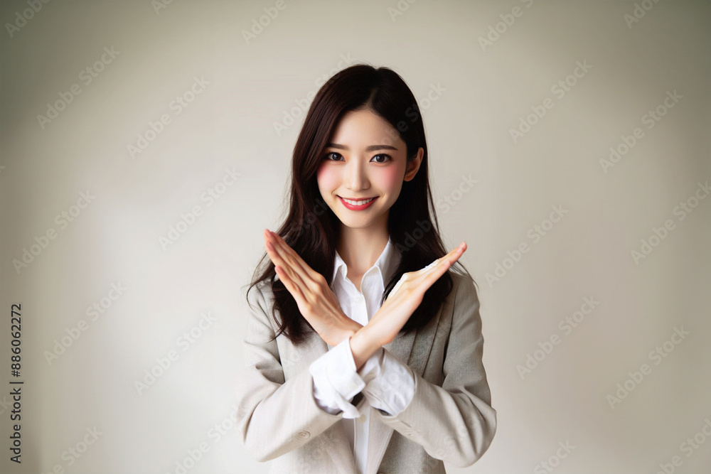 NGサインをする女性 NGサインをする女性