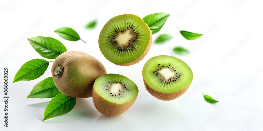 Fototapeta premium kiwi fruit on white