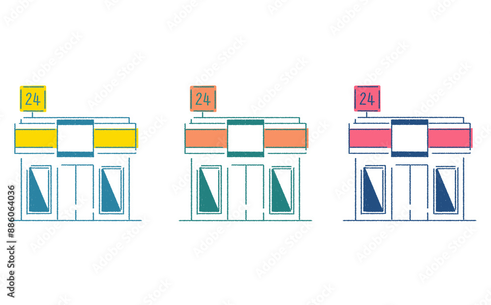 コンビニのイラストセット おしゃれ コンビニのイラストセット おしゃれ