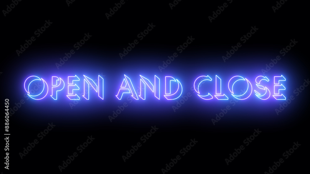 Open and Close text animation in 4K. Neon-colored text with a glowing moving outline for online shop, blog, web, cafe, and hotel. Technology video material animation in 4k. Easy to put into any video. Open and Close text animation in 4K. Neon-colored text with a glowing moving outline for online shop, blog, web, cafe, and hotel. Technology video material animation in 4k. Easy to put into any video.