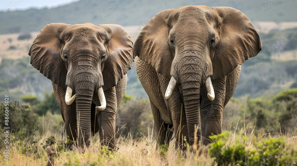 Fototapeta premium African elephant bulls in the field