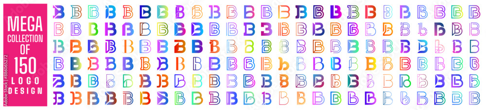 Mega collection of 150 initial B logo design vector illustration. Used for company identity Mega collection of 150 initial B logo design vector illustration. Used for company identity
