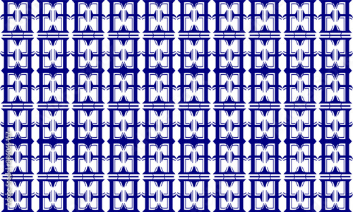 Blue vintage wall block, seamless pattern with blue squares block arrange as wall design for fabric printing or wallpaper or background, horizontal strip