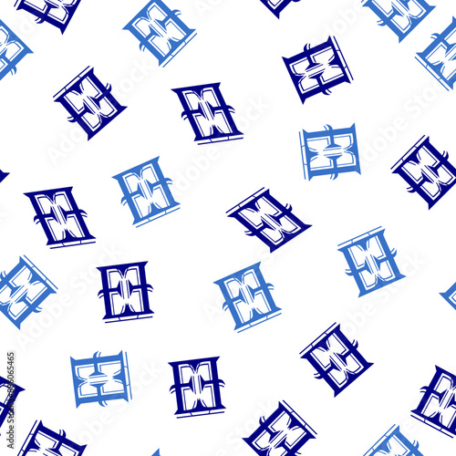 two tone Blue vintage wall block, seamless pattern with blue squares block arrange as wall design for fabric printing or wallpaper or background