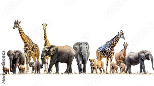 Large group of African safari wildlife animals