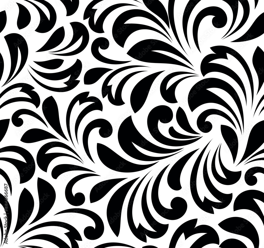 Flower pattern. Seamless white and black ornament. Graphic vector background. Ornament for fabric, wallpaper, packaging. Flower pattern. Seamless white and black ornament. Graphic vector background. Ornament for fabric, wallpaper, packaging.