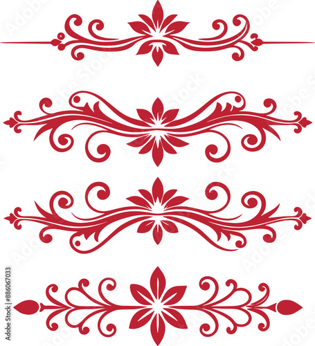 Dividers thin line elements set. Border underline for text page, book, invitation, wedding card, certificate