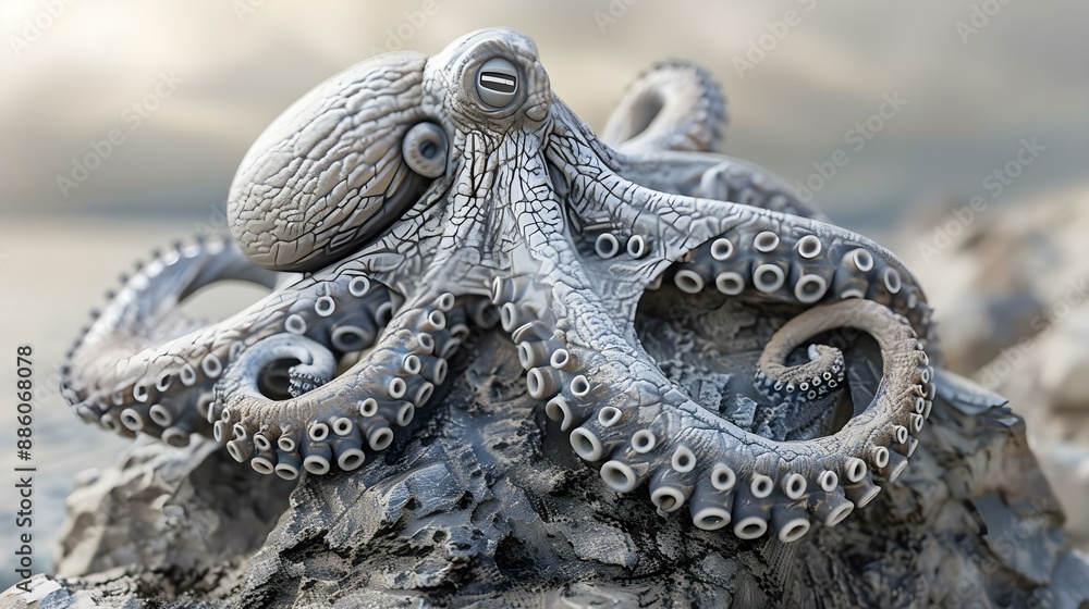 Obraz premium Generative AI illustration of detailed octopus shot