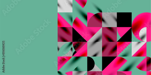 Triangles, round triangles and circles techno art. Vector Illustration For Wallpaper, Banner, Background, Card, Book Illustration, landing page
