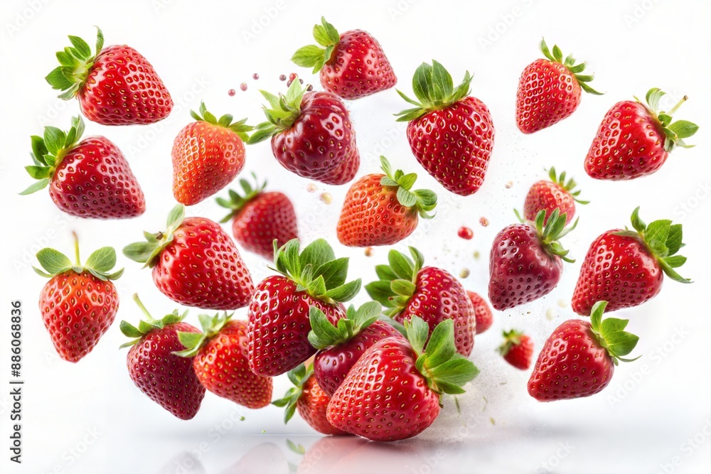 strawberry with leaves and fruits isolated on white background strawberry with leaves and fruits isolated on white background