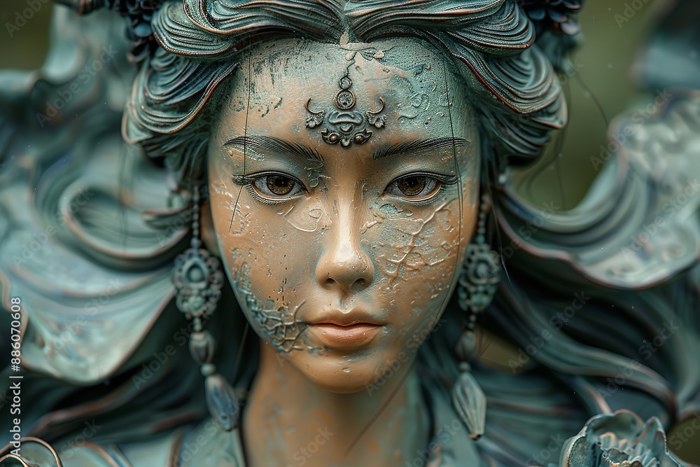 In the world of fantasy and myth, a timeless statue portrays a courageous female warrior, crafted with meticulous detail and artistry. In the world of fantasy and myth, a timeless statue portrays a courageous female warrior, crafted with meticulous detail and artistry.